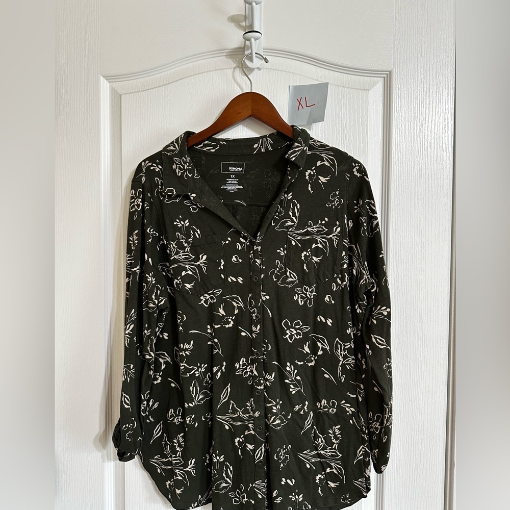 Green Floral Button-Up Shirt